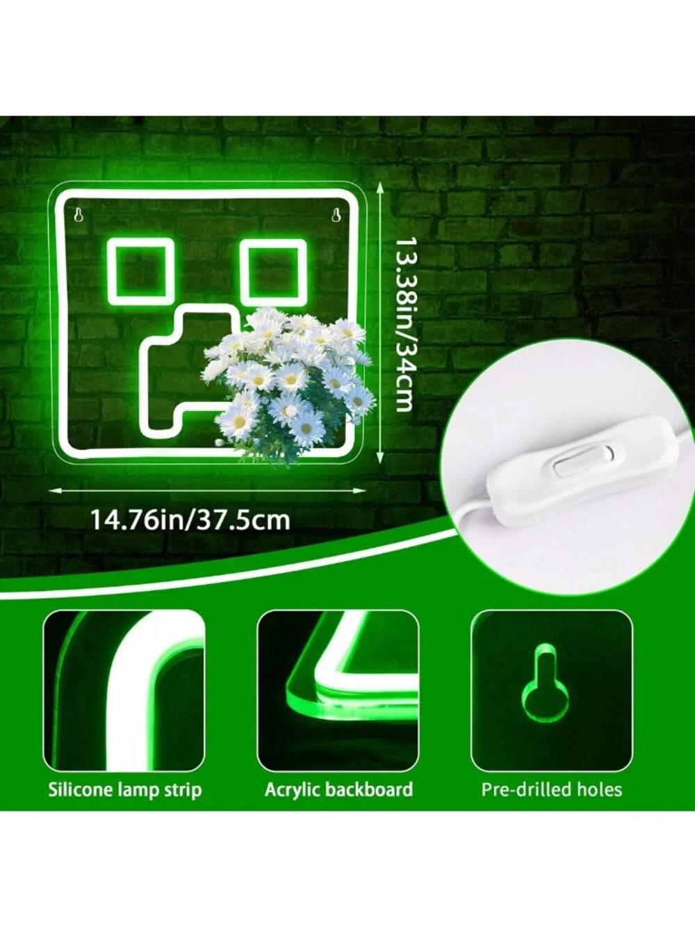 Neon Game Sign for Wall Decor | LED Light for Gamer Room, Boys Cave, Bar Art